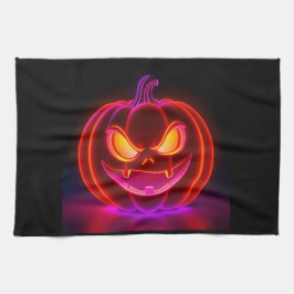 Paño De Cocina Neon Spooky Pumpkin Halloween Kitchen Towel