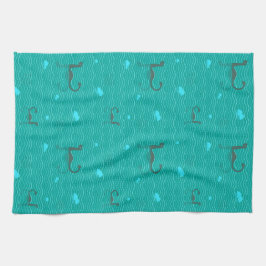 Paño De Cocina Nesinas Y Pescados En Un Mar Azul