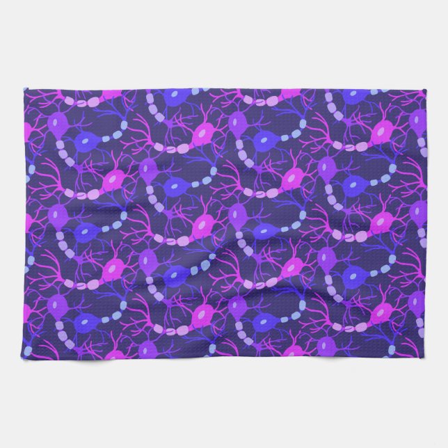 Paño De Cocina Neuronas Conectadas Neon Morado (Horizontal)