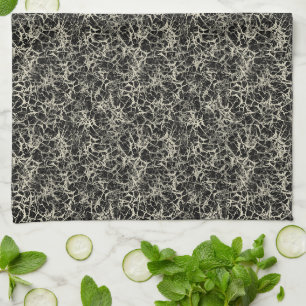 Paño De Cocina Neuronas de red en negro - patrón sin fisuras.