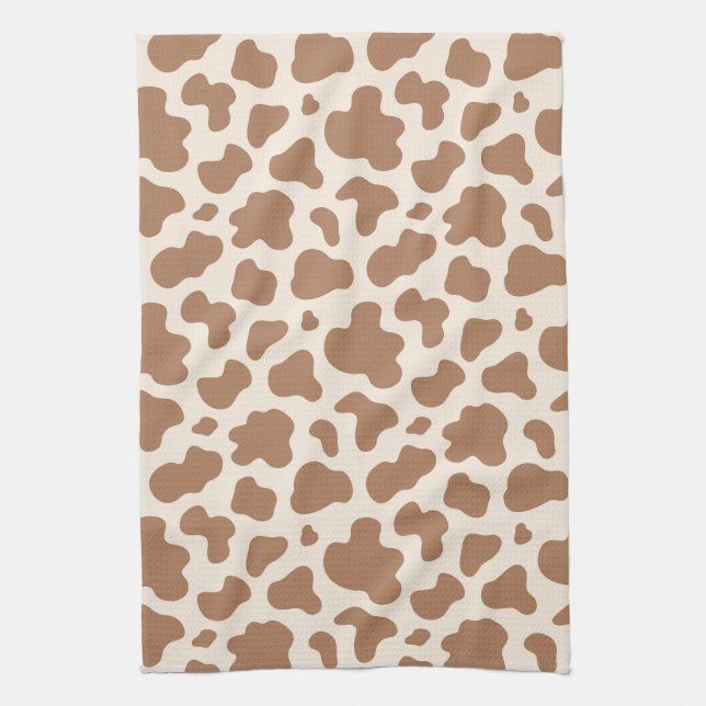 Paño De Cocina Neutral Cow Print Western Cowboy Beige Brown (Vertical)