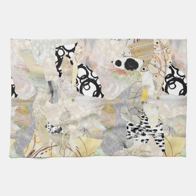 Paño De Cocina Neutral Elegant Abstract Collage Design (Horizontal)