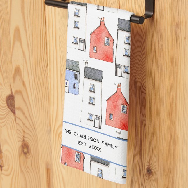Paño De Cocina New Home Personalized (House watercolor art personalized family kitchen towel)