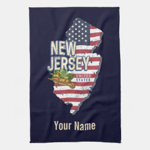 Paño De Cocina New Jersey United States Retro Map USA Souvenir