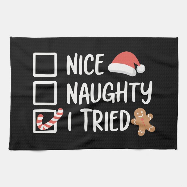 Paño De Cocina Nice Naughty I Tried Santa's Naughty List Funny (Horizontal)
