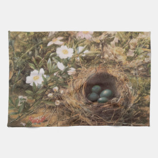 Paño De Cocina Nido de pájaro y rosas silvestres por John William