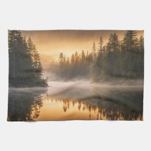 Paño De Cocina Niebla matutina en el río en las minas