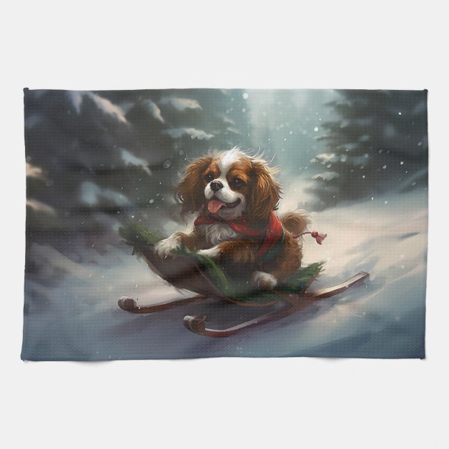 Paño De Cocina Nieve de los Navidades Cavalier King Charles Spani (Horizontal)