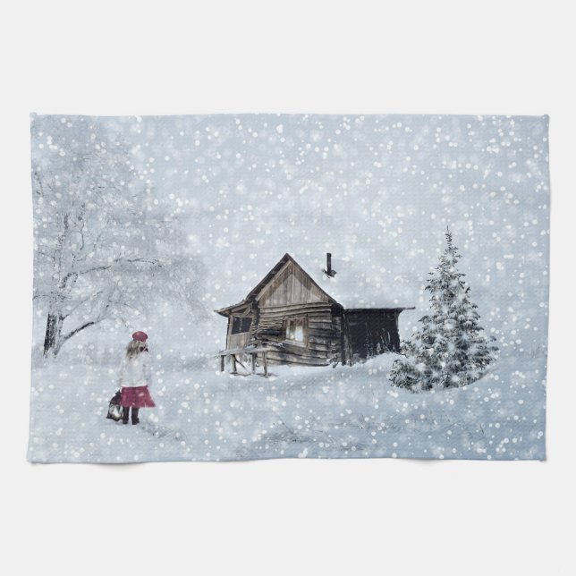 Paño De Cocina Nieve de navidades en la cabina (Horizontal)