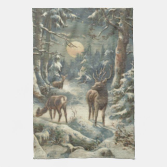 Paño De Cocina Nieve del bosque evergreen del árbol de Navidad de (Vertical)