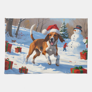 Paño De Cocina Nieve festiva de Navidades de Foxhound ingleses es