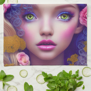Paño De Cocina Niña princesa de flor inspirada en la cultura ucra