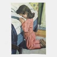 Niña rezando antes de acostarse, el Padrenuestro