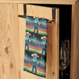 Paño De Cocina Niñito en Rodeo cerca caballos de la bandera estad