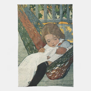 Paño De Cocina Niño Antiguo con una Muñeca por Jessie Willcox Smi