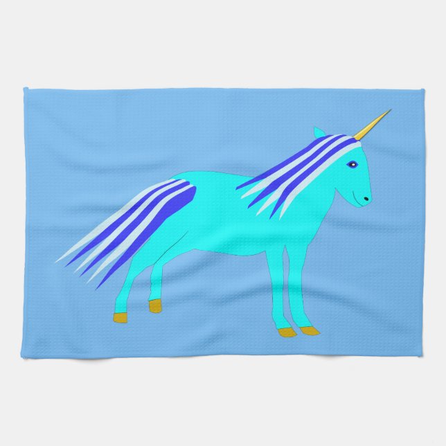Paño De Cocina Niño azul lindo Unicorn (Horizontal)