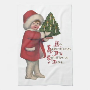Paño De Cocina Niño con arte de Ilustracion vintage en árbol de N