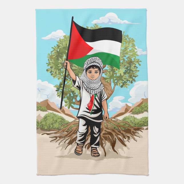 Paño De Cocina Niño con bandera palestina de Keffiyeh (Vertical)