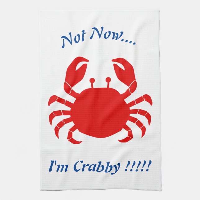 Paño De Cocina No Ahora...... ¡¡¡Soy Crabby!!! Palabras azules de (Vertical)