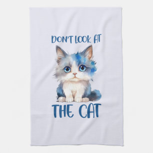 Paño De Cocina No mires al gato - Adorable gatito azul