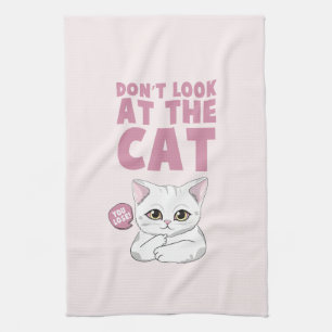 Paño De Cocina No mires al gato - Gracioso gato blanco