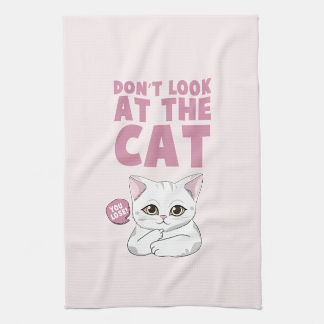 Paño De Cocina No mires al gato - Gracioso gato blanco (Vertical)