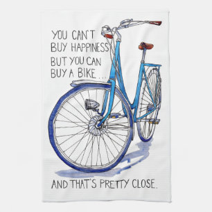 Paño De Cocina No puede comprar felicidad, bici azul