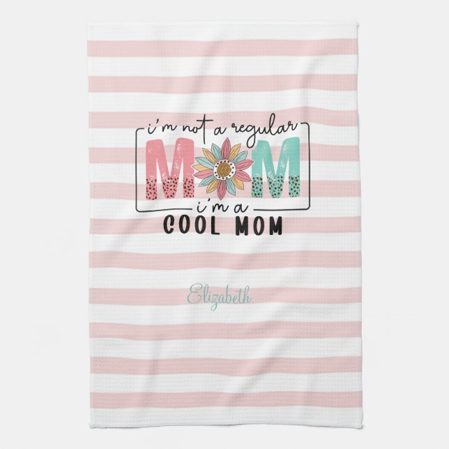 Paño De Cocina No soy una Mamá normal Rayas Rosas (Vertical)
