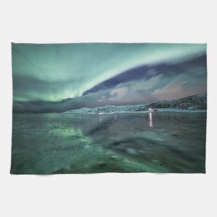 Paño De Cocina Noche de Aurora del Norte de Noruega