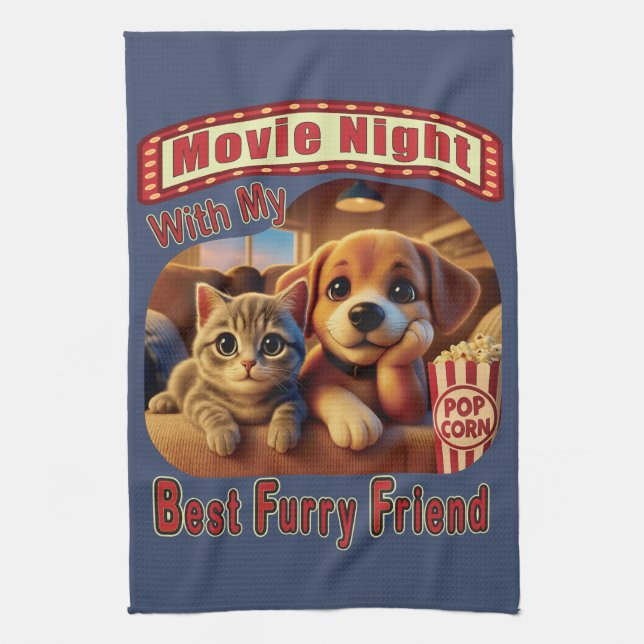 Paño De Cocina Noche de la película - Mejor Amigo del Furry - Gat (Vertical)
