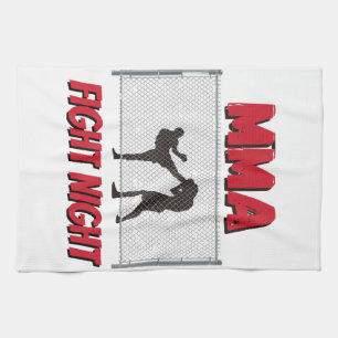 Paño De Cocina Noche de pelea de MMA texto y silueta de dos lucha