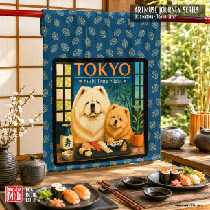 Paño De Cocina NOCHE DE SUSHI EN TOKYO  Arte Muse  -Chow