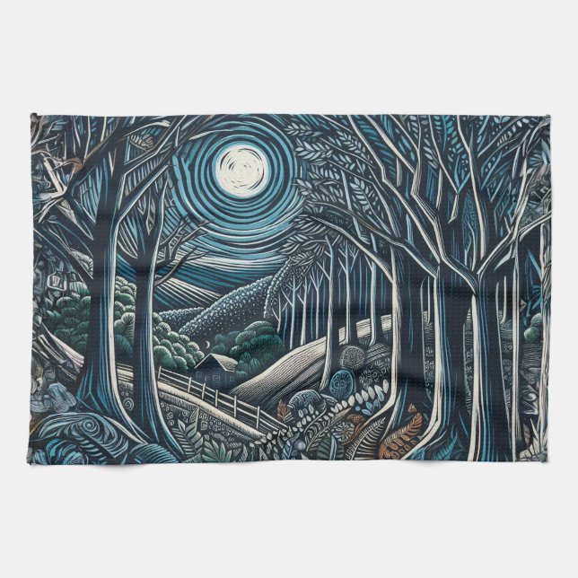 Paño De Cocina Noche en los bosques (Horizontal)