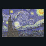 Paño De Cocina Noche estrellada de Vincent van Gogh<br><div class="desc">Noche estrellada de Vincent van Gogh es una pintura de paisaje paisajístico vintage de arte fino post impresionista que presenta una vista de Saint Remy, Francia del asilo de van Gogh. El cielo nocturno está agitado con nubes con una luna creciente brillante y estrellas brillantes sobre el pintoresco pueblo. La...</div>