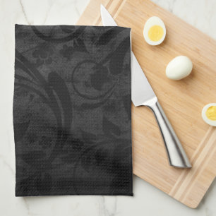Paño De Cocina Noir floral moderno Velvet negro