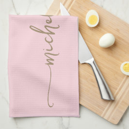 Paño De Cocina Nombre con Monograma Rosa Rubio Letra Caligrafía D