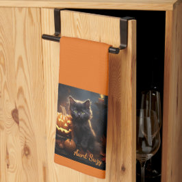 Paño De Cocina Nombre, Corte Halloween Kitten, Jack o Lantern
