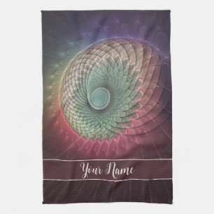 Paño De Cocina Nombre de arte fractal moderno colorido caracol ab