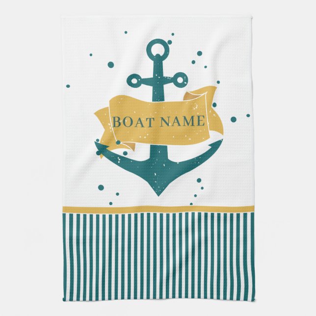 Paño De Cocina Nombre de barco náutico personalizado (Vertical)