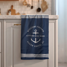 Paño De Cocina Nombre de barco personalizado moderno Bienvenido a