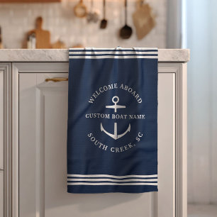 Paño De Cocina Nombre de barco personalizado moderno Bienvenido a