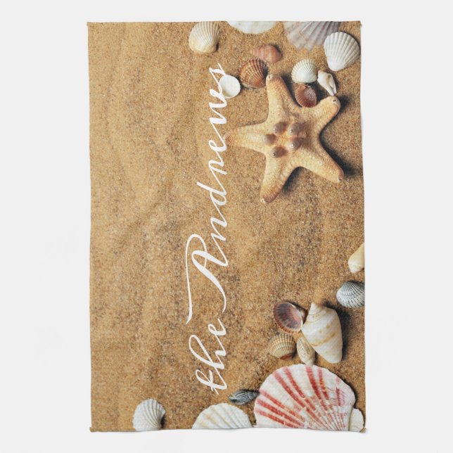 Paño De Cocina Nombre de caligrafía de marejadas marinas (Vertical)