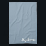 Paño De Cocina Nombre de caligrafía Minimalista personalizada en<br><div class="desc">Nombre de caligrafía Minimalista personalizada en toalla de cocina azul</div>