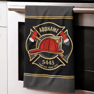 Paño De Cocina Nombre de estación de bomberos personalizada y pla
