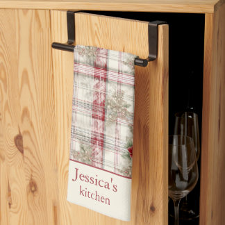 Paño De Cocina Nombre de estilo floral vintage de cottage chic de