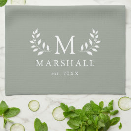 Paño De Cocina Nombre de familia de monograma floral elegante mod