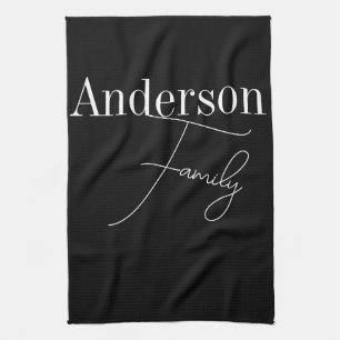 Paño De Cocina Nombre de familia de personalizados Negro y Blanco