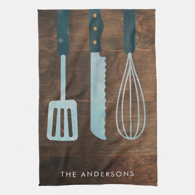 Paño De Cocina Nombre de familia de Utensilios de cocina de mader (Vertical)