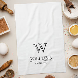 Paño De Cocina Nombre de familia monograma elegante personalizado