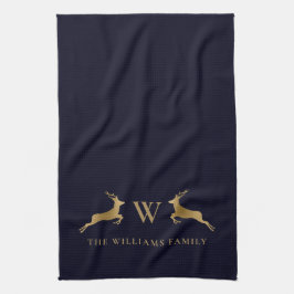 Paño De Cocina Nombre de familia Monograma Oro Deer Marina Median